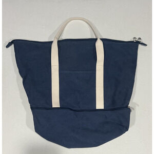 Lo and Sons Navy Catalina Deluxe Duffle Bag with White Handles